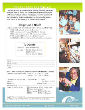 Don Bosco Centers Donation Form