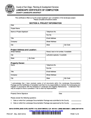 Landscape Certificate of Completion