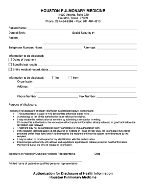 Authorization for Disclosure of Health Information