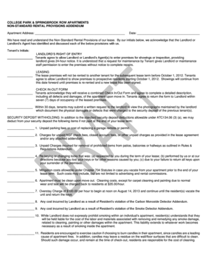 Non-Standard Rental Provisions Addendum