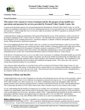 Consent to Treatment and Services Release