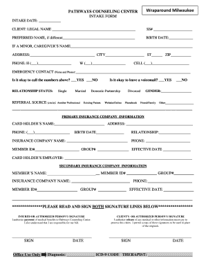 Intake Form.Wraparound - Pathways Counseling Center