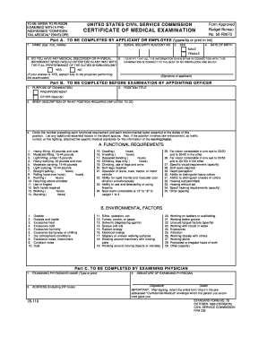US Federal Employee Medical Examination Form