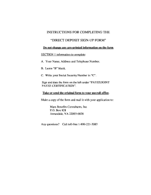 Direct Deposit Sign-Up Form