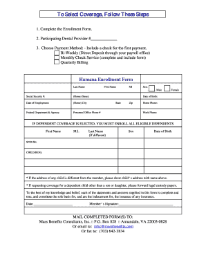 Humana Dental Enrollment Form