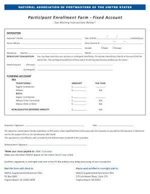 NAPUS Participant Enrollment Form