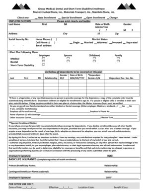 Group Medical Dental Short-Term Disability Enrollment Form
