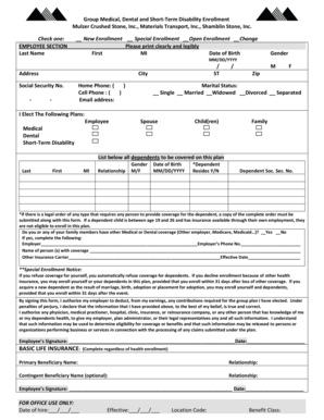 Group Medical Dental Short-Term Disability Enrollment Form
