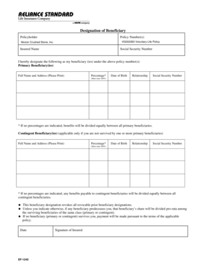 Designation of Beneficiary Form