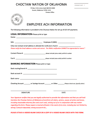 Choctaw Nation ACH Payment Form