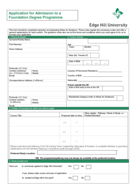 UK Foundation Degree Application Form