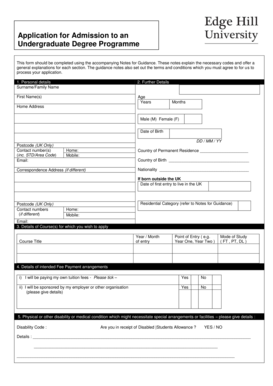 Undergraduate Degree Application Form