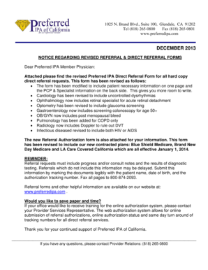 Preferred IPA Direct Referral Form