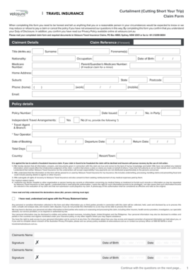 Travel Insurance Curtailment Claim Form