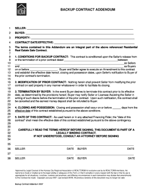 Backup Contract Addendum
