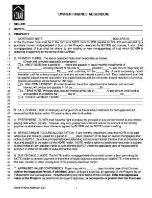 Owner Finance Addendum