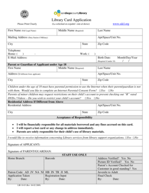 Library Card Application Form