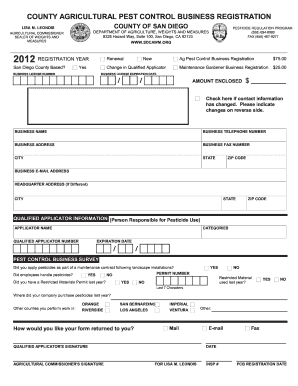 California Pest Control Business Registration Form