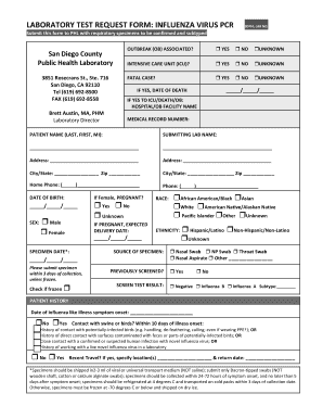 Influenza Virus PCR Test Request Form