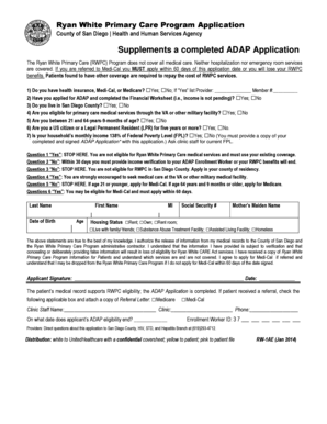 Ryan White Primary Care Program Application