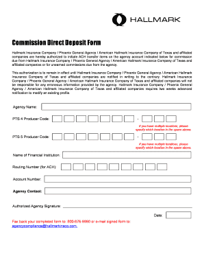 Commission Direct Deposit Form