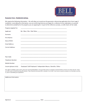 Guarantor Form – Residential Lettings