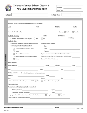 Colorado New Student Enrollment Form