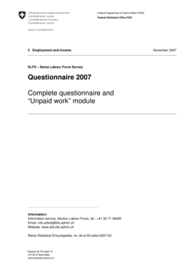 Swiss Labour Force Survey Questionnaire