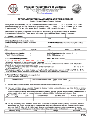 California Foreign Educated Physical Therapist Assistant Application