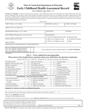 Connecticut Early Childhood Health Assessment Record