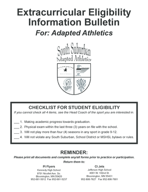 Adapted Athletics Eligibility Checklist