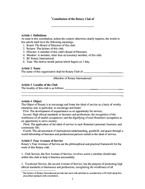 Rotary Club Constitution Template