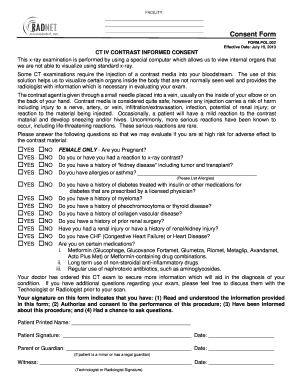 CT IV Contrast Informed Consent Form