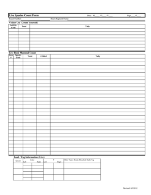 Live Species Count Form