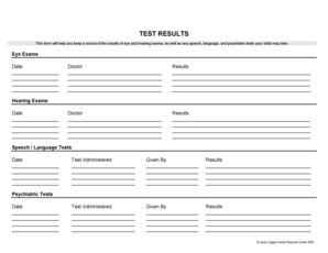 Child Health Exam Record Form