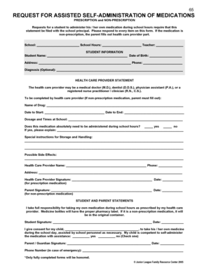Request for Assisted Self-Administration of Medications