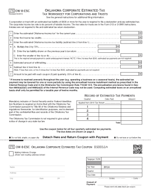 Oklahoma Corporate Estimated Tax Form