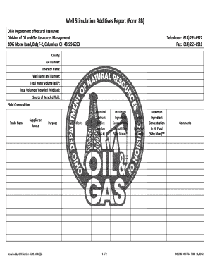 Ohio Well Stimulation Additives Report Form 8B