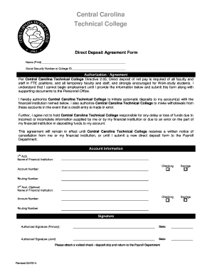 Direct Deposit Agreement Form