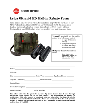 Leica Ultravid HD Mail-in Rebate Form