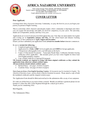 Africa Nazarene University Application Form