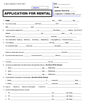 Rental Application Form