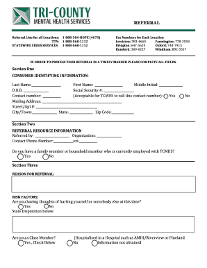 Maine Referral Form for Crisis Services
