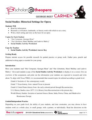 Opera Setting Worksheet