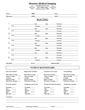 Houston Medical Imaging Patient Intake Form
