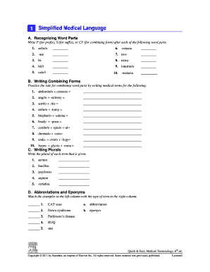 Medical Terminology Exercise