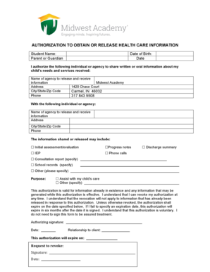 Authorization to Release Health Care Information
