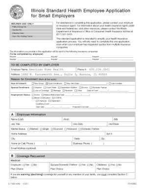Illinois Standard Health Application for Small Employers