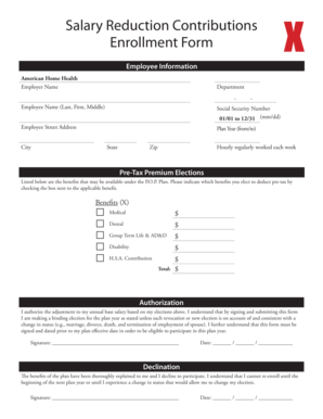 Salary Reduction Contributions Enrollment Form