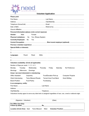 Volunteer Application Form